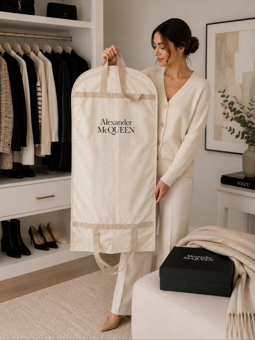 Alexander McQueen Cream Garment Bag
